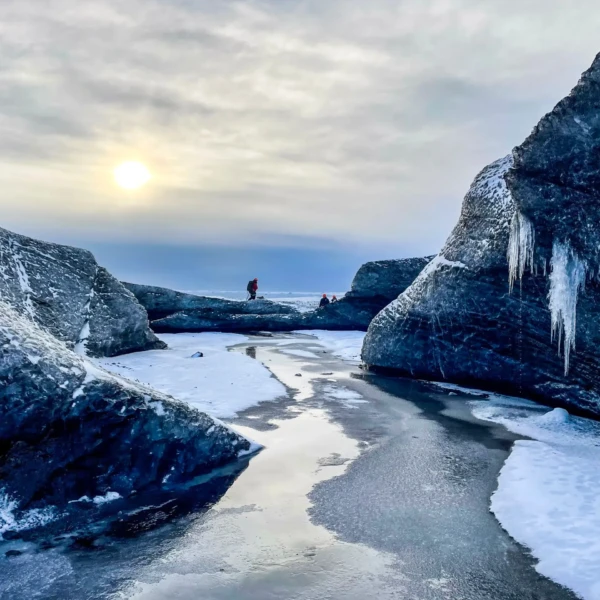 sunset over an icelandic landscape