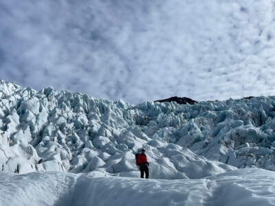 hiking in Skaftafell, blue sky, clouds
