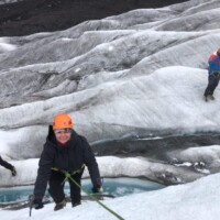 ice climber looking at camera