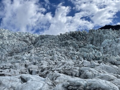 icefall Falljökull, blue sky and clouds