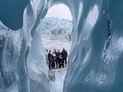 group seen through an ice hole