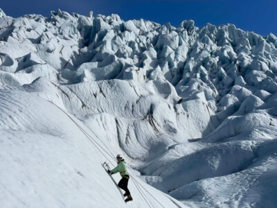 climber icefall background